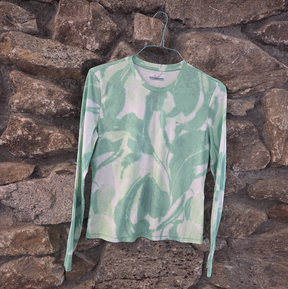 Columbia Mint and White Women's Long Sleeve Tee